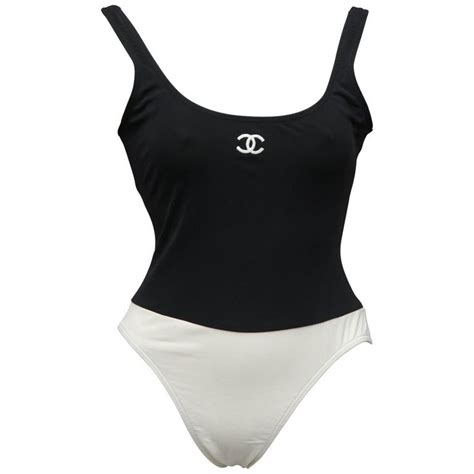 chanel black and white one piece swimsuit|Chanel designed the chicest swimsuit of the year.